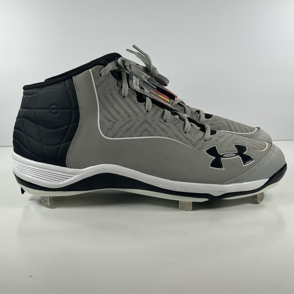 Under Armour Ignite Mid Metal Baseball Cleats Grey 1245866-020 Men's Size 13 - Picture 1 of 9